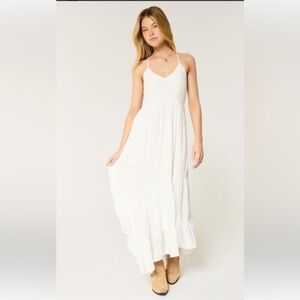 Hollister Crochet-Mix Maxi Dress size S white Like new